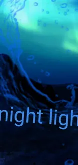 Blue and green aurora night light wallpaper with water-like flow.