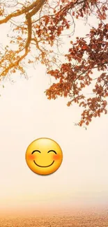 Serene autumn landscape with emoji.