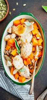 Delicious chicken and vegetable dish with autumn colors.