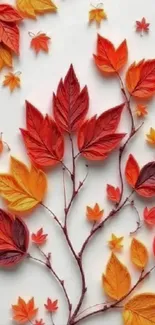 Vibrant autumn leaves mobile phone wallpaper design.
