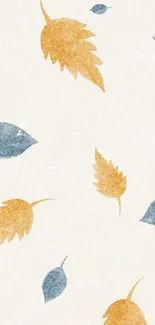 Autumn leaves pattern on beige background wallpaper.