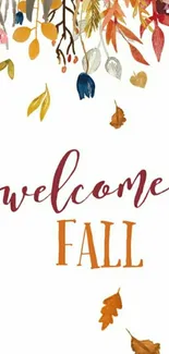 Welcome Fall wallpaper with autumn leaves and vibrant colors.