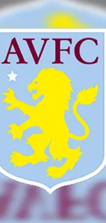 AVFC emblem with yellow lion on sky blue background wallpaper.