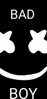 Black background with a playful, minimalist smiley face.