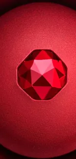 Red geometric gemstone design mobile wallpaper.