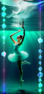 Ballerina gracefully dances underwater.