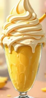 Banana ice cream in a glass