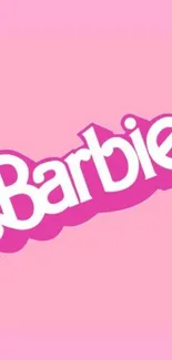 Barbie pink themed phone wallpaper with iconic logo.