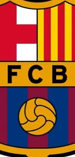 Barcelona FC emblem wallpaper with iconic club colors and crest design.