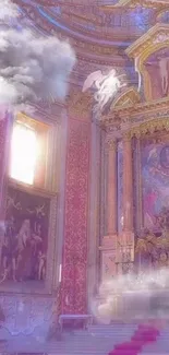 Baroque chapel wallpaper with ethereal light and ornate design.