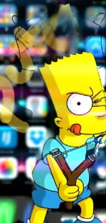 Colorful Bart Simpson phone wallpaper with playful animation.