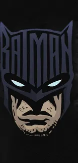 Stylized Batman art with dark tones and bold typography.