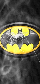 High-quality Batman logo mobile wallpaper in black and yellow colors.