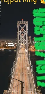 Stunning night bridge view with cityscape lights.