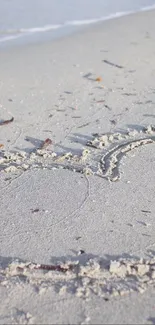 Sand art on a tranquil beach shore.