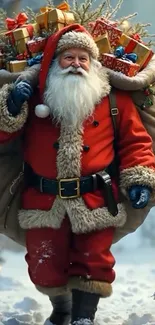 Beard Santa Claus Christmas Day Live Wallpaper