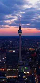 Berlin skyline at sunset with vibrant cityscape.