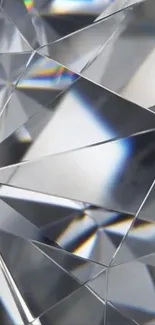 Close-up of crystal with geometric reflections.