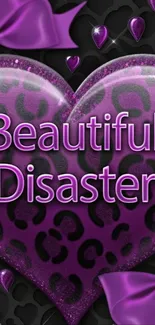 Purple leopard print heart with elegant details.