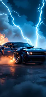 Beautiful Luxurious Car In The Thunderstorm Live Wallpaper