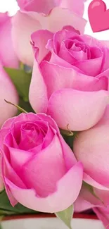 Mobile wallpaper of a beautiful pink rose bouquet with a romantic touch.