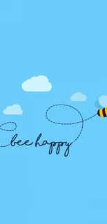 Bee Happy mobile wallpaper with clouds and sky.