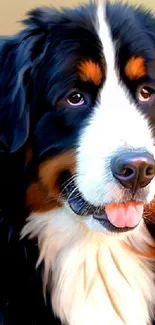 Bernese Mountain Dog digital painting, ideal mobile wallpaper for dog enthusiasts.