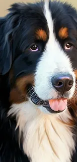 Bernese Mountain Dog digital painting wallpaper.