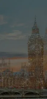 Scenic view of Big Ben at dusk with a twilight sky backdrop.