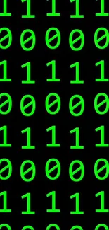 Binary code wallpaper with green digits.