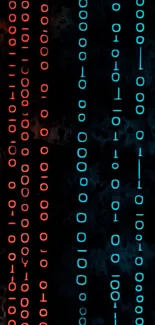 Binary code wallpaper with red and blue digits