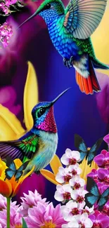 Bird Flower Hummingbird Live Wallpaper