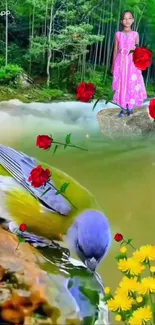 Bird Petal Spring Live Wallpaper