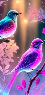 Bird Plant Purple Live Wallpaper