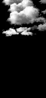 Minimalist black and white clouds wallpaper for mobile screens.