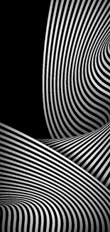 Black and white abstract striped mobile wallpaper.