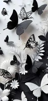 Black and white butterfly mobile wallpaper