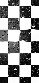 Black and white checkered mobile wallpaper design.