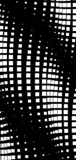 Abstract black and white grid pattern wallpaper.