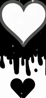 Black and white heart design with dripping effect.