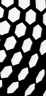 Black and white hexagonal pattern wallpaper.