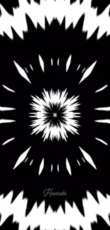 Black and white kaleidoscope pattern mobile wallpaper.