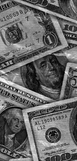 Black and white dollar bills wallpaper for mobile.