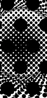 Black and white geometric dot pattern wallpaper for mobile devices.