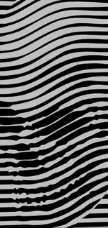 Black and white wavy line abstract wallpaper