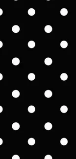 Black and white polka dot mobile wallpaper.