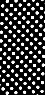 Black and white polka dot wallpaper for mobile use.