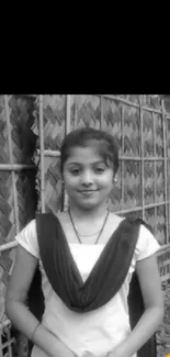 Black and white portrait of a young girl.