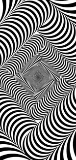 Black and white spiral optical illusion wallpaper.