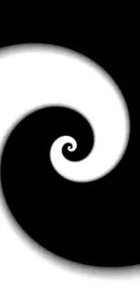 Black and white spiral mobile wallpaper with abstract design.